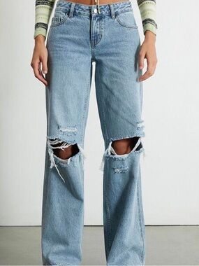 Pacsun Casey Low Rise Baggy Distressed Wide-Leg Jeans size 23
